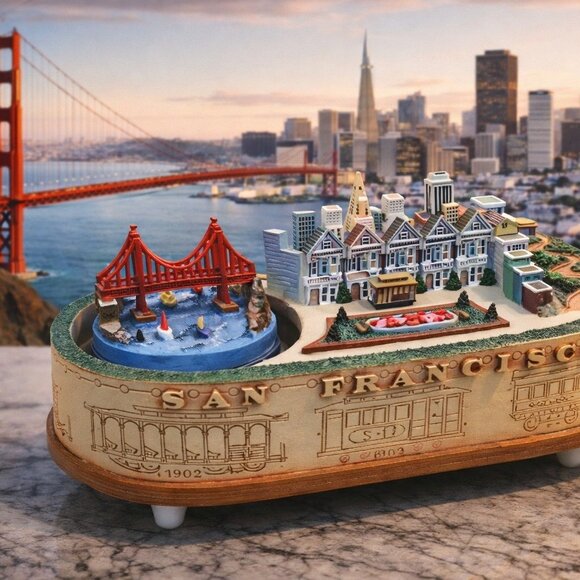 Vintage San Francisco Moving Boat Music Box